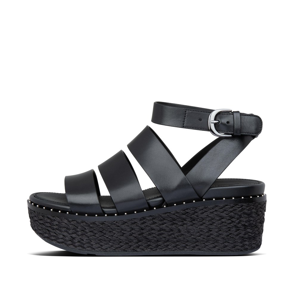 Fitflop Womens Wedge Black - Eloise Espadrille Sandals - 38LZCWXIE